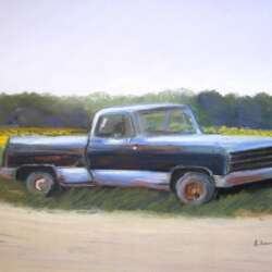 #939-Truck in the Sunflower Field-12×18