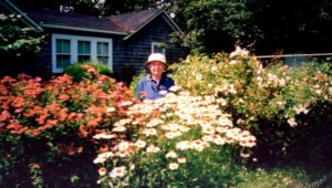 Ann Skovek in her garden
