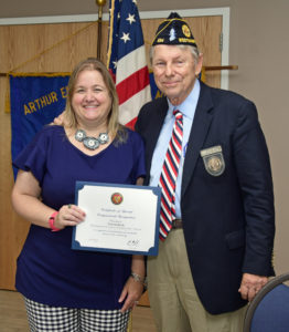 Army Corps of Engeineers veteran Tom Hadlock was honored as a Hometown Hero by the Library at a ceremony on July 20. He is pictured with Westhampton Free Library Director Danielle Waskiewicz.