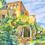 GALINA MELNIK Estate in Catalonia Spain Watercolor 11’x14”