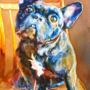 GALINA MELNIK French Bulldog Watercolor 9”x12”